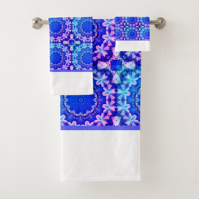 Royal blue Turquoise patterned Towel set (Insitu)