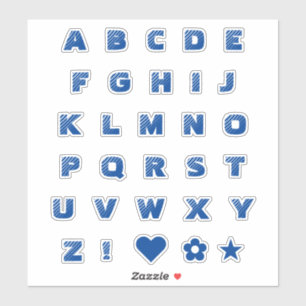 Royal Blue Upper Case Text Letters Alphabet Heart