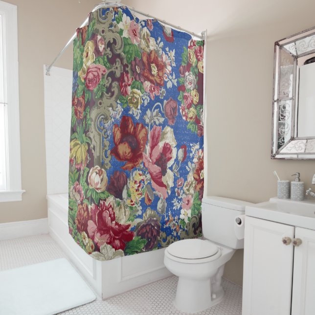 Royal Blue Victorian Rose Ornamental Pattern (In Situ)