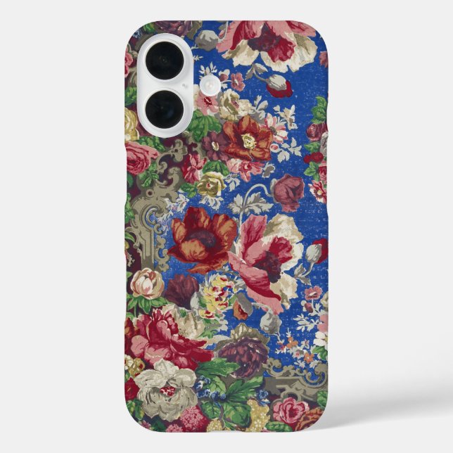 Royal Blue Victorian Rose Ornamental Pattern Case-Mate iPhone Case (Back)