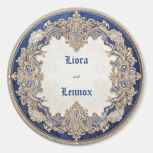 Royal Blue Victorian Wedding Sticker