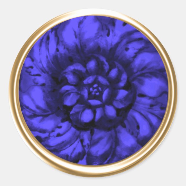Royal Blue Vintage Baroque Embossed Look Seal (Front)