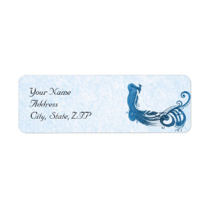 Royal Blue Vintage Peacock Return Address