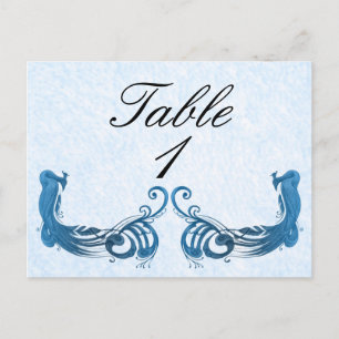Royal Blue Vintage Peacock Table Number Postcard