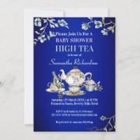 Royal blue vintage rustic watercolor high tea