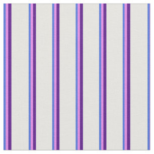 Royal Blue, Violet, Indigo & White Stripes Fabric