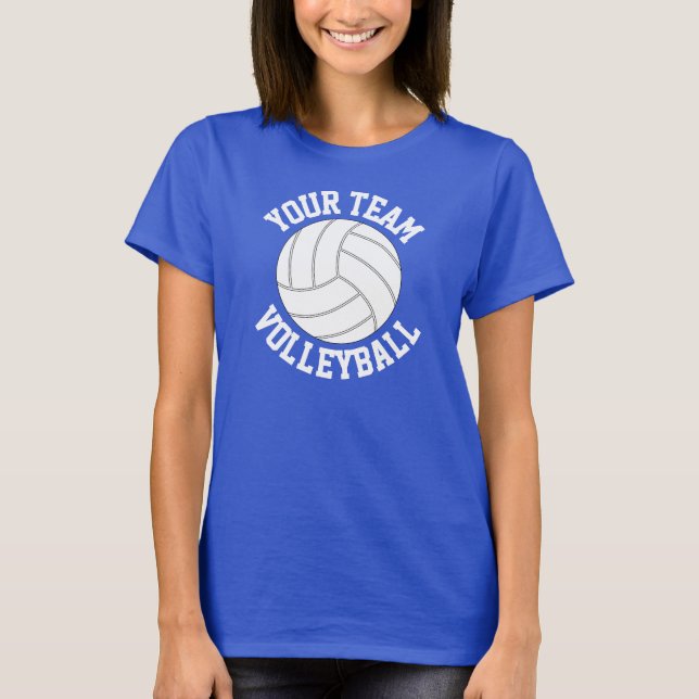 Royal Blue Volleyball Custom Team Name T-shirt (Front)