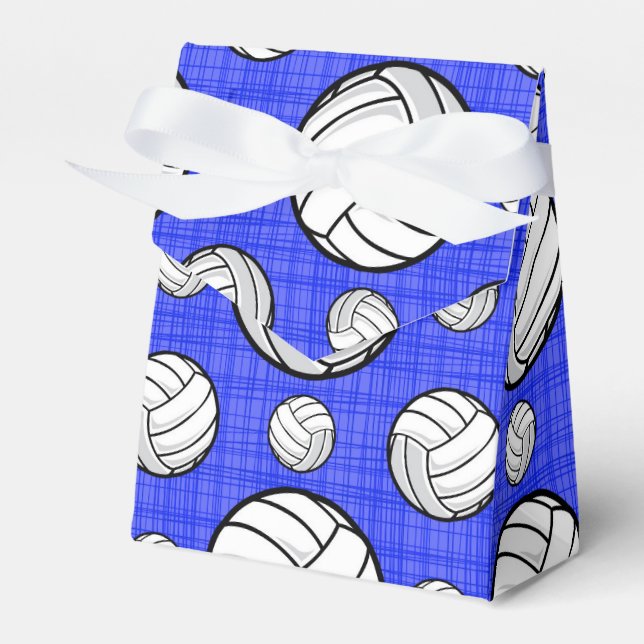 Royal Blue Volleyball Pattern Favor Box (Front Side)