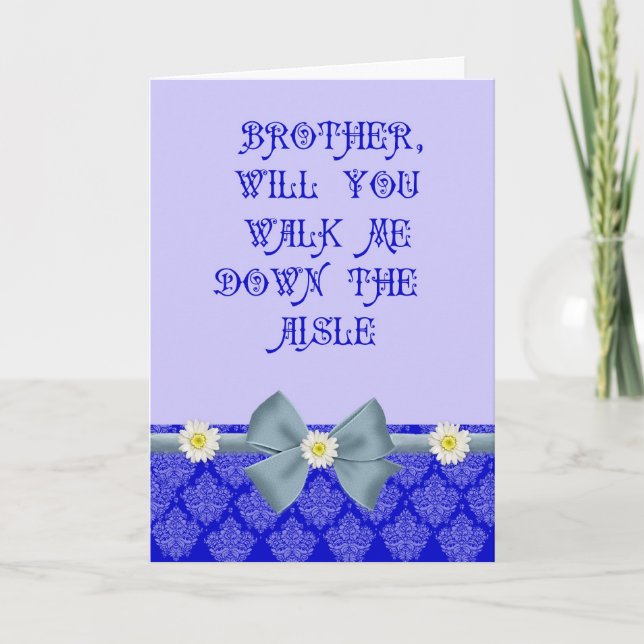 Royal Blue Walk me Down the Aisle request Invitation (Front)