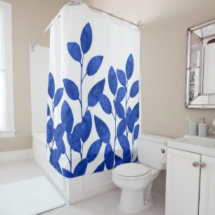 Royal Blue Watercolor Leaves