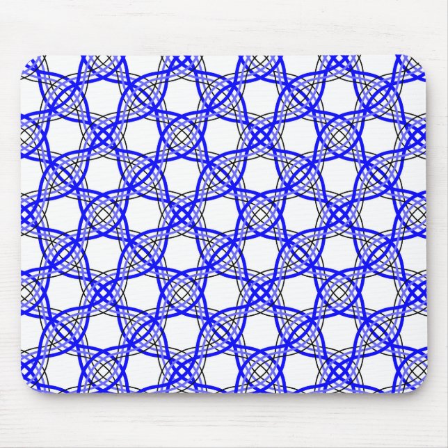 royal blue wavy lines geometric mesh mouse pad (Front)