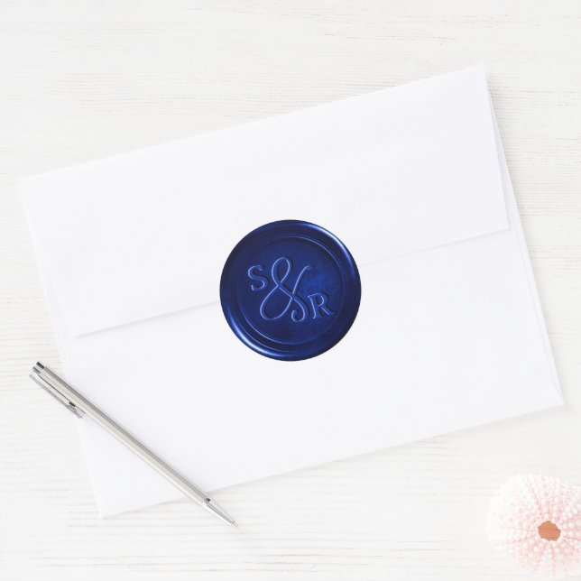 Royal Blue wax seal sticker with initials  (Envelope)
