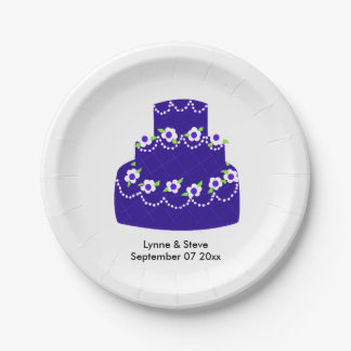 Royal Blue Wedding Cake Paper Plate