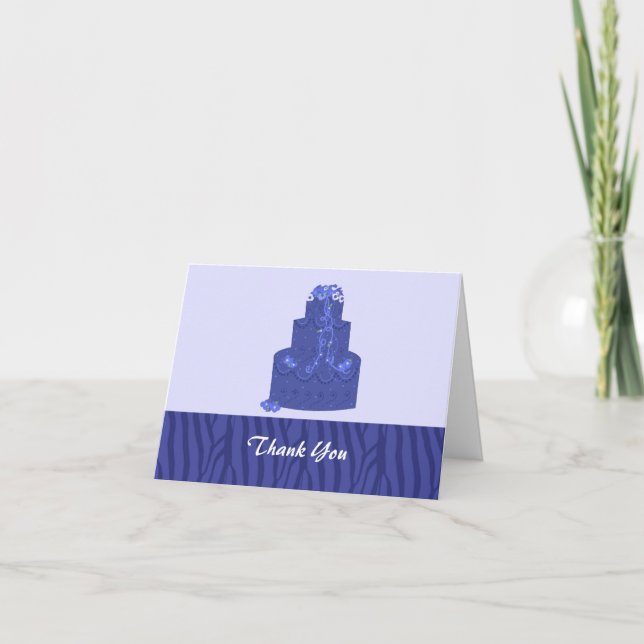 Royal Blue Wedding Cake Thank You (Front)