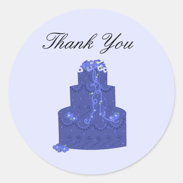 Royal Blue Wedding CakeThank You Classic Round Sticker (Front)