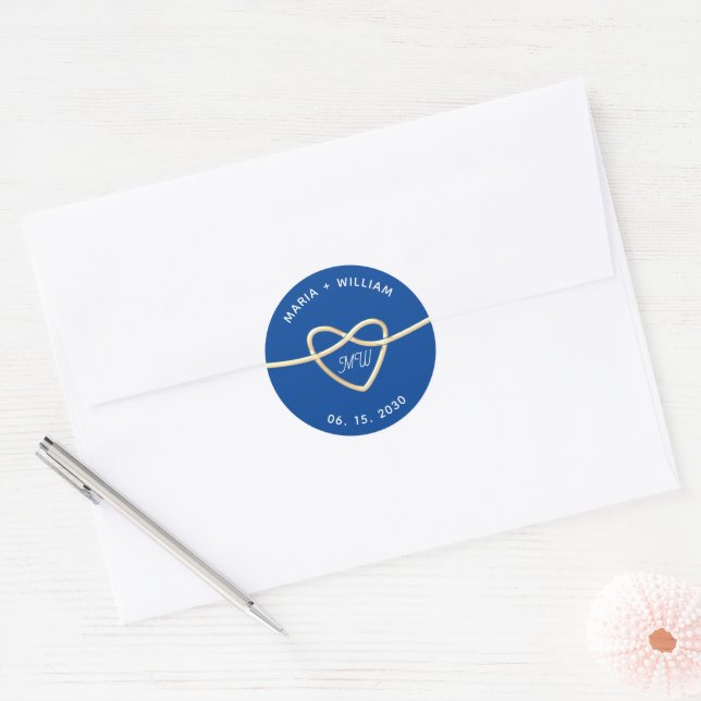 Royal Blue Wedding Classic Round Sticker (Envelope)
