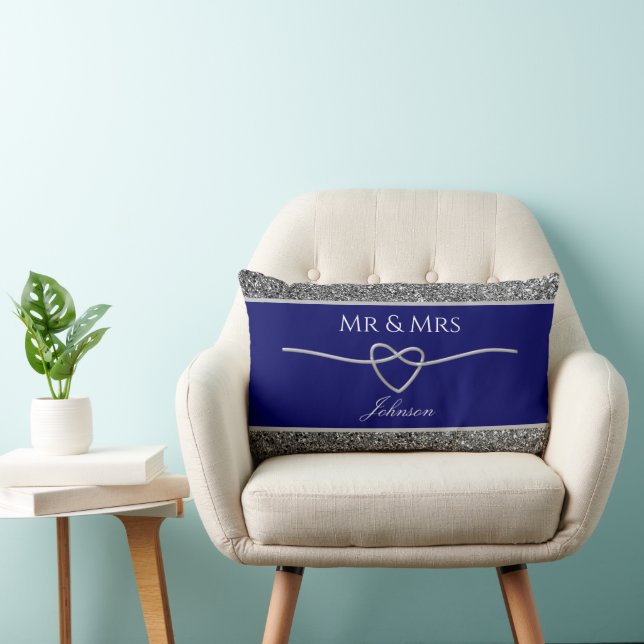 Royal Blue Wedding Favour Lumbar Pillow (Chair)