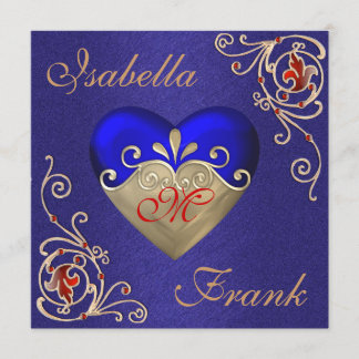 ROYAL BLUE Wedding Invitation with Gorgeous Heart