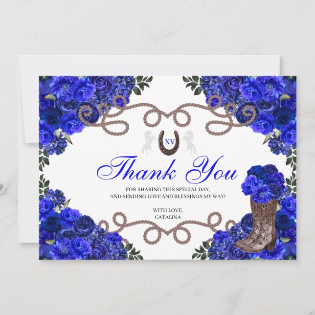Royal Blue Western Charra Quinceanera Merci (Devant)