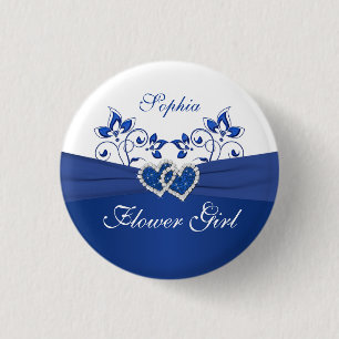 Royal Blue, White Floral Flower Girl Pin