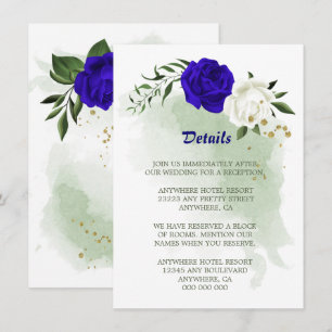 Royal blue white floral greenery details enclosure