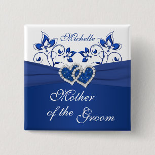 Royal Blue, White Floral Mother of the Groom Pin