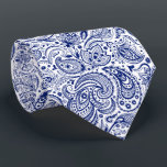 Royal Blue & White Floral Paisley Pattern Tie<br><div class="desc">Elegant royal blue vintage floral paisley damasks pattern over white background you can change.
Adjustable size of the print and background colour.</div>