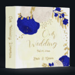 royal blue white flowers gold botanical wedding binder<br><div class="desc">Romantic royal blue & white flowers with gold leaves botanical wedding photo album binder.
The glitter details are simulated.</div>