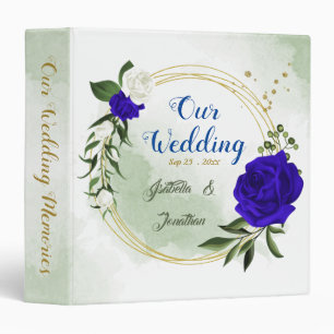 royal blue & white flowers greenery wedding album binder