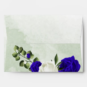 royal blue & white flowers greenery wedding envelo envelope