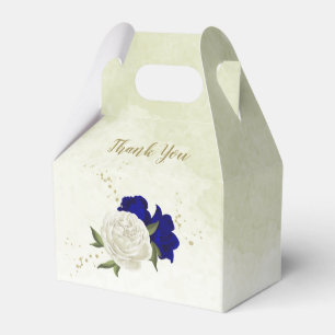 royal blue white flowers greenery wedding favor box