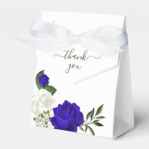 royal blue & white flowers greenery wedding favor box