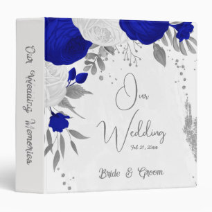 royal blue &white flowers silver botanical album binder