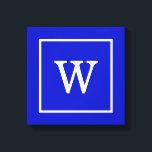 Royal Blue White Framed Initial Monogram Canvas Print<br><div class="desc">Royal Blue and White Framed Initial Monogram A stylish solid background with a white framed area for your monogram, name or other text. You can also change the text font, change the font size and colour, move the text, etc. If you would like this design in other colours, just drop...</div>