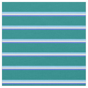 Royal Blue, White, Light Sky Blue, and Teal Lines Fabric
