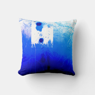 Royal Blue White Mediterranean Watercolor Abstract Throw Pillow