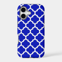 Royal Blue White Moroccan Quatrefoil Pattern #5