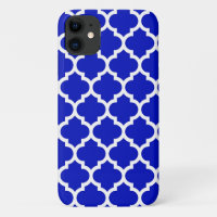 Royal Blue White Moroccan Quatrefoil Pattern #5