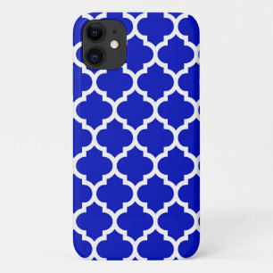 Royal Blue White Moroccan Quatrefoil Pattern #5 iPhone 11 Case