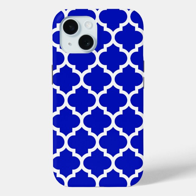 Royal Blue White Moroccan Quatrefoil Pattern #5 Case-Mate iPhone Case (Back)