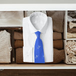 Royal blue white name pattern modern script tie<br><div class="desc">Personalize and add your name.  Your name as the pattern,  written with a trendy handlettered style script. Royal blue background,  white text.</div>