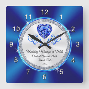 Royal Blue, White Personalized Clock Wedding Gift