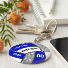 Royal Blue White Personalized Volleyball Keychains