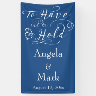 Royal Blue White Personalized Wedding Banner