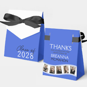 Royal Blue & White Photo Collage Filmstrip Favor Box
