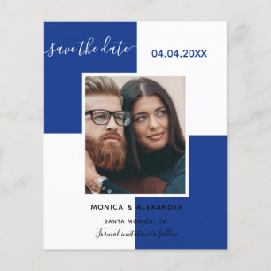 Royal blue white photo wedding Save the Date