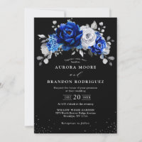 Royal Blue White Silver Metallic black Wedding    