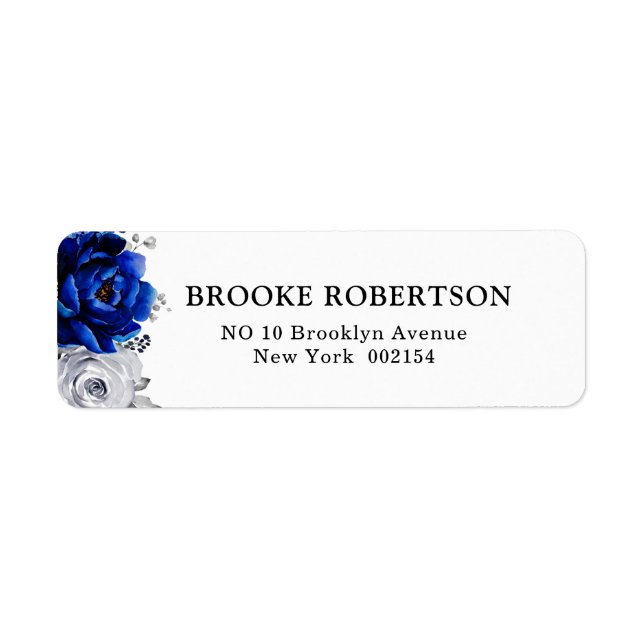 Royal Blue White Silver Metallic Floral Wedding (Front)