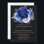 Royal Blue White Silver Metallic Floral Wedding In Invitation<br><div class="desc">Elegant royal blue white silver theme wedding Invitation featuring elegant bouquet of royal blue,  Navy,  silver,  pure white colour rose flowers buds and sage green eucalyptus leaves. Please contact me for any help in customization or if you need any other product with this design.</div>