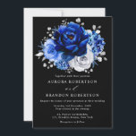 Royal Blue White Silver Metallic Floral Wedding In Invitation<br><div class="desc">Elegant royal blue white silver theme wedding Invitation featuring elegant bouquet of royal blue,  Navy,  silver,  pure white colour rose flowers buds and sage green eucalyptus leaves. Please contact me for any help in customization or if you need any other product with this design.</div>